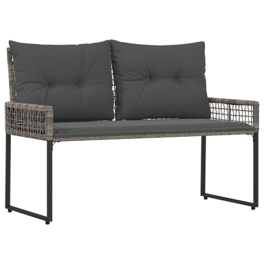 Tuinbank met kussen Grijs 118 x 55 x 82 cm PE rattan en stof