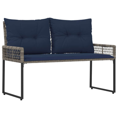 Tuinbank met kussen Grijs en Marineblauw 118 x 55 x 82 cm