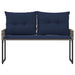 Tuinbank met kussen Grijs en Marineblauw 118 x 55 x 82 cm