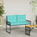 Tuinbank Zwart en Turquoise 118 x 55 x 82 cm PE rattan en stof