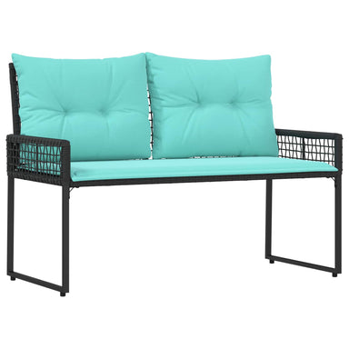 Tuinbank Zwart en Turquoise 118 x 55 x 82 cm PE rattan en stof