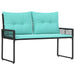 Tuinbank Zwart en Turquoise 118 x 55 x 82 cm PE rattan en stof