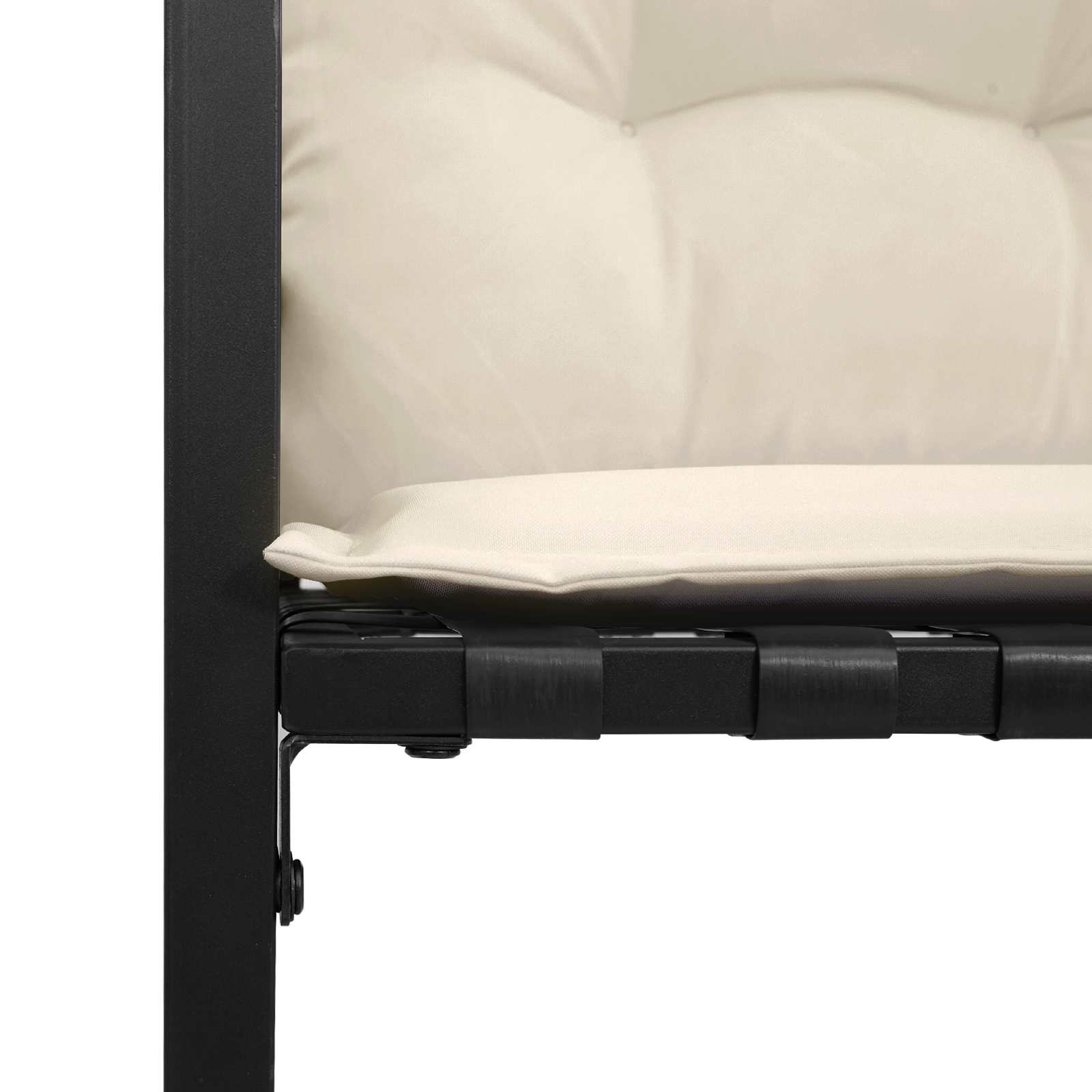 Houten Laag Bank met kussen Effen Crème 114 x 55 x 77 cm