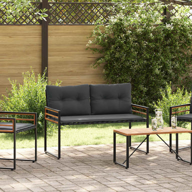Houten Laag Bank met kussen Effen Middelgrijs 114 x 55 x 77 cm