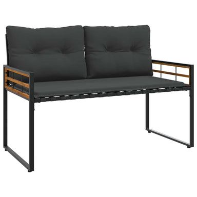 Houten Laag Bank met kussen Effen Middelgrijs 114 x 55 x 77 cm