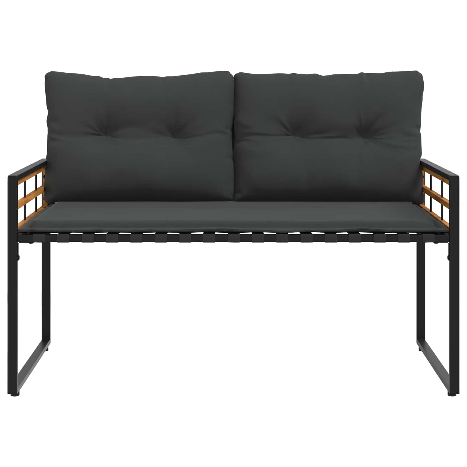 Houten Laag Bank met kussen Effen Middelgrijs 114 x 55 x 77 cm