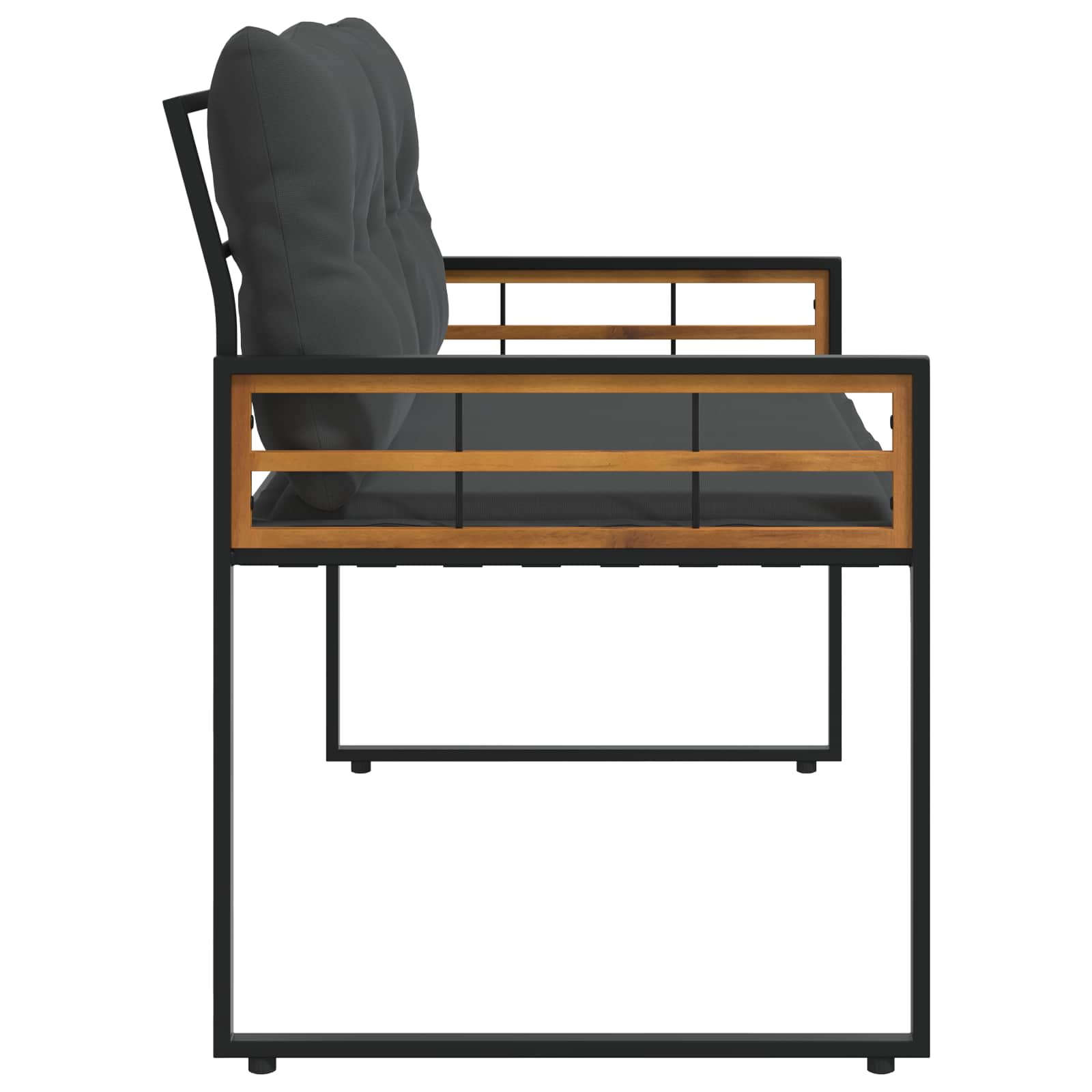 Houten Laag Bank met kussen Effen Middelgrijs 114 x 55 x 77 cm