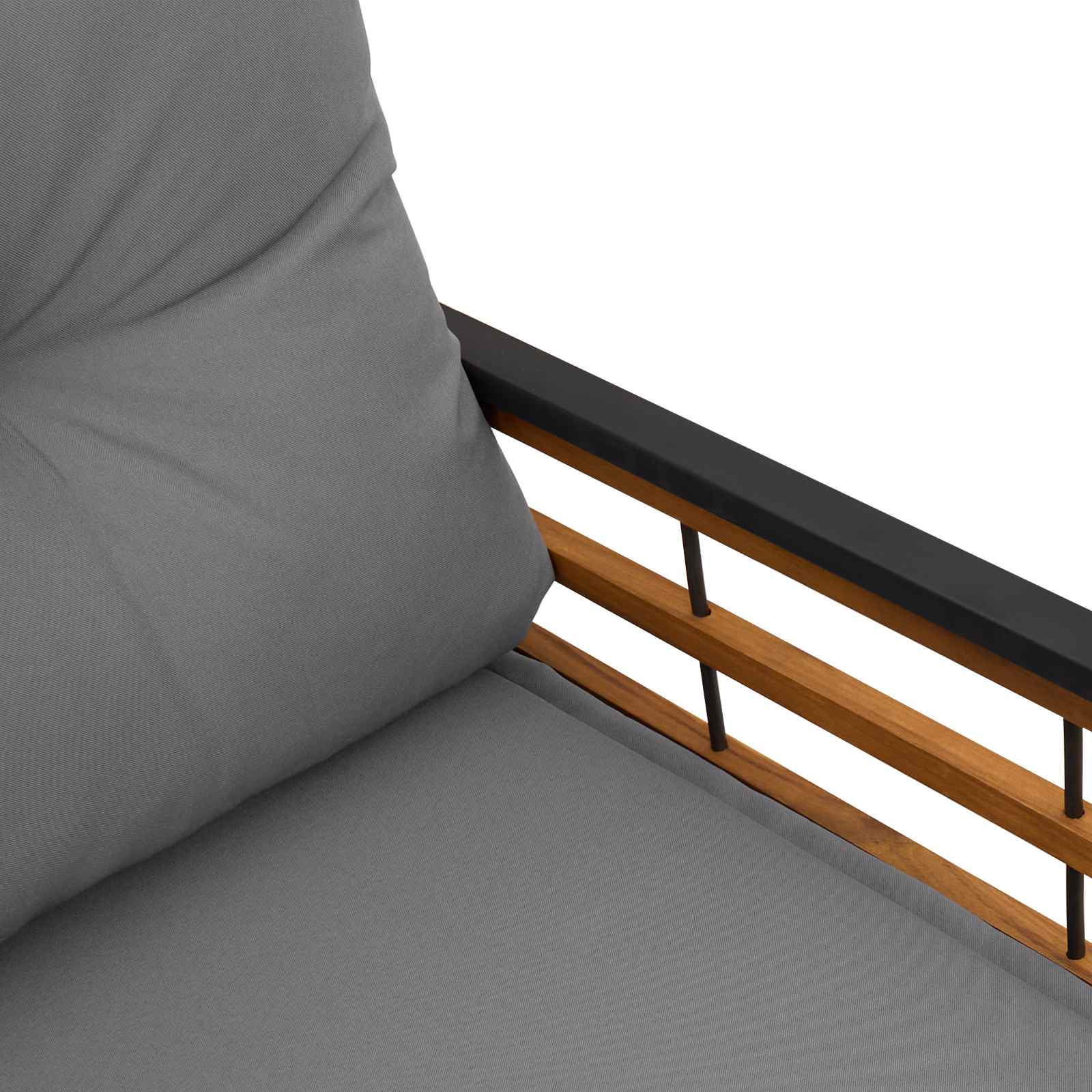 Houten Laag Bank met kussen Effen Lichtgrijs 114 x 55 x 77 cm