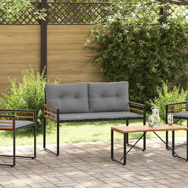 Houten Laag Bank met kussen Effen Lichtgrijs 114 x 55 x 77 cm