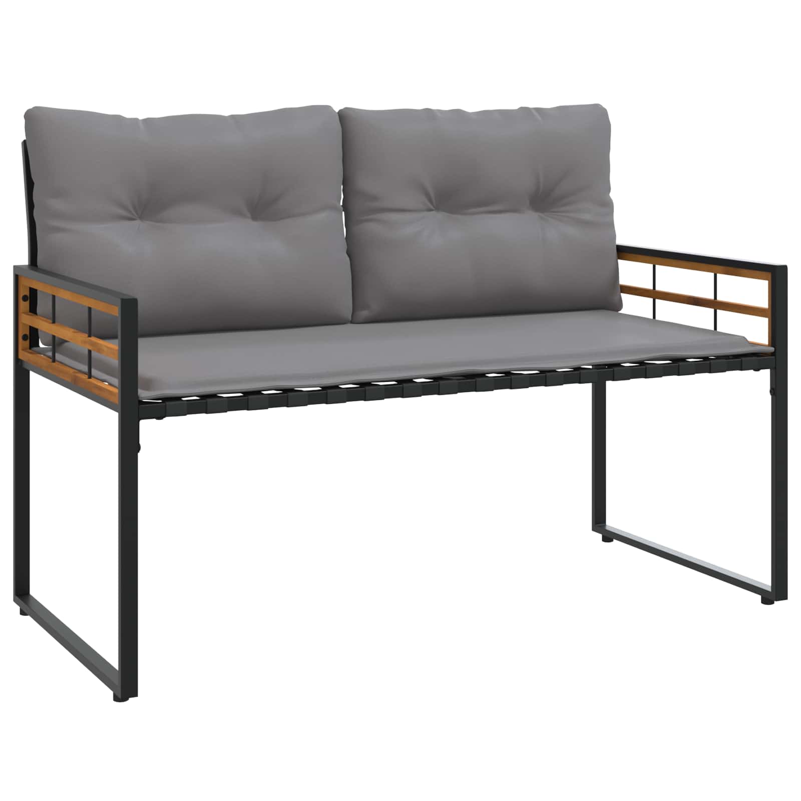 Houten Laag Bank met kussen Effen Lichtgrijs 114 x 55 x 77 cm