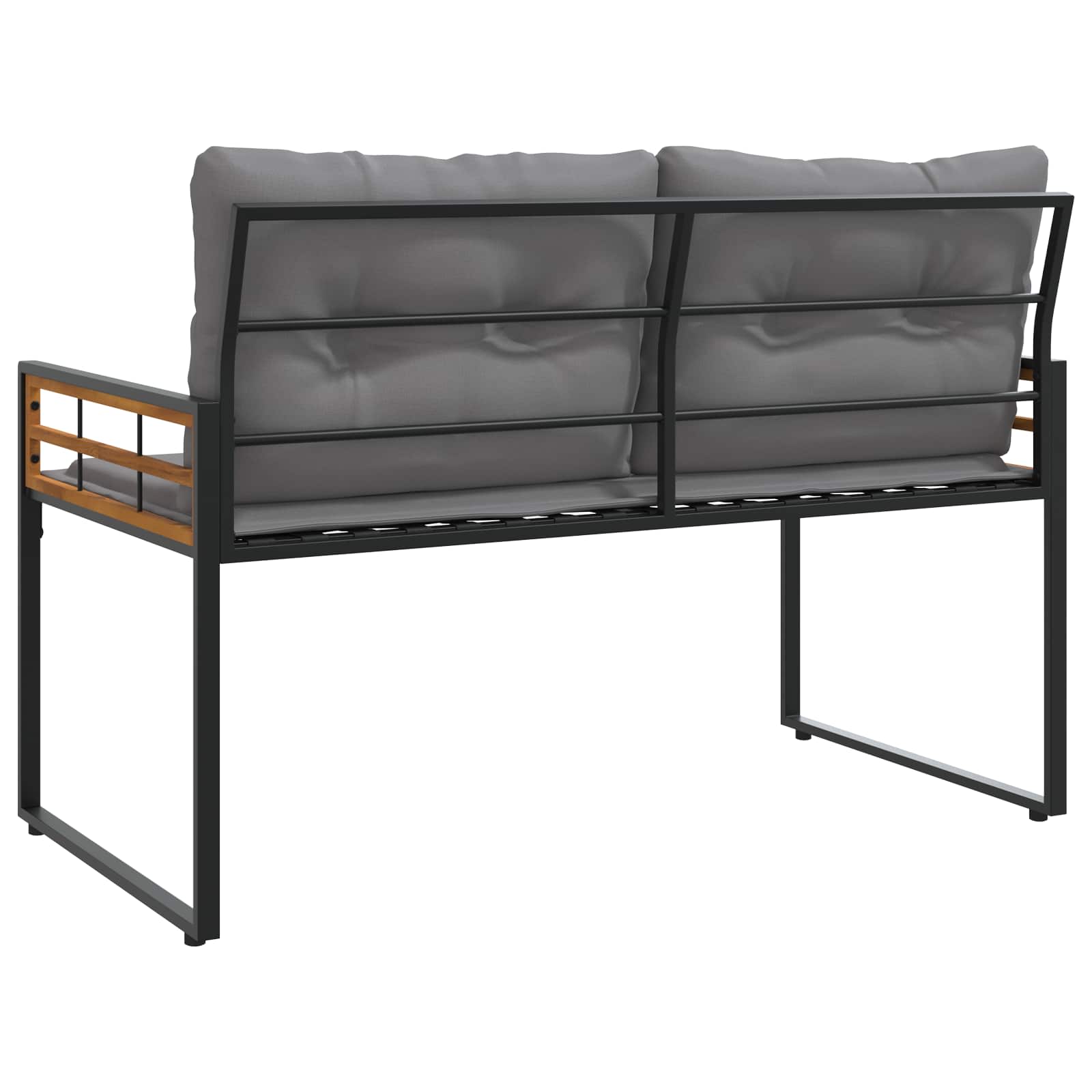 Houten Laag Bank met kussen Effen Lichtgrijs 114 x 55 x 77 cm