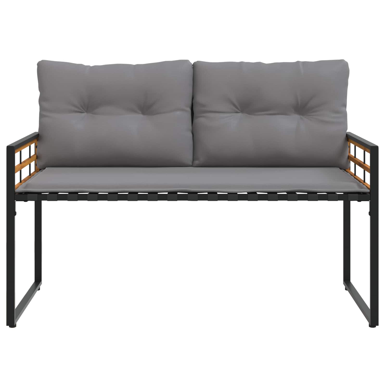 Houten Laag Bank met kussen Effen Lichtgrijs 114 x 55 x 77 cm