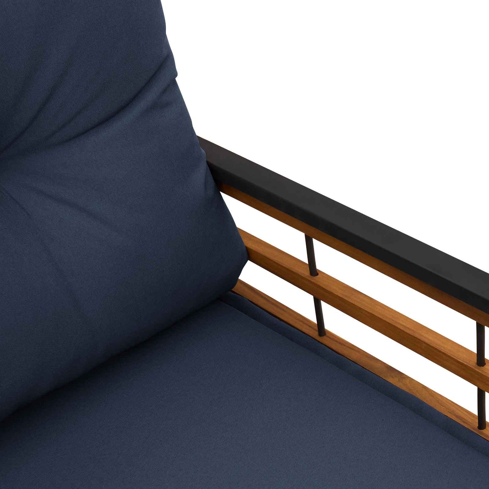 Houten Laag Bank met kussen Effen Marineblauw 114 x 55 x 77 cm