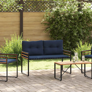 Houten Laag Bank met kussen Effen Marineblauw 114 x 55 x 77 cm