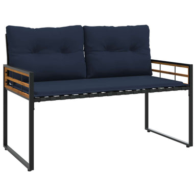 Houten Laag Bank met kussen Effen Marineblauw 114 x 55 x 77 cm