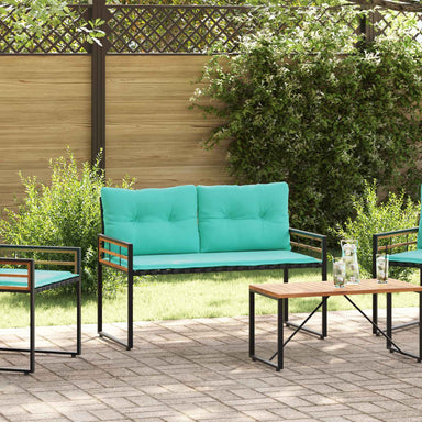 Houten Laag Bank met kussen Effen Turquoise 114 x 55 x 77 cm