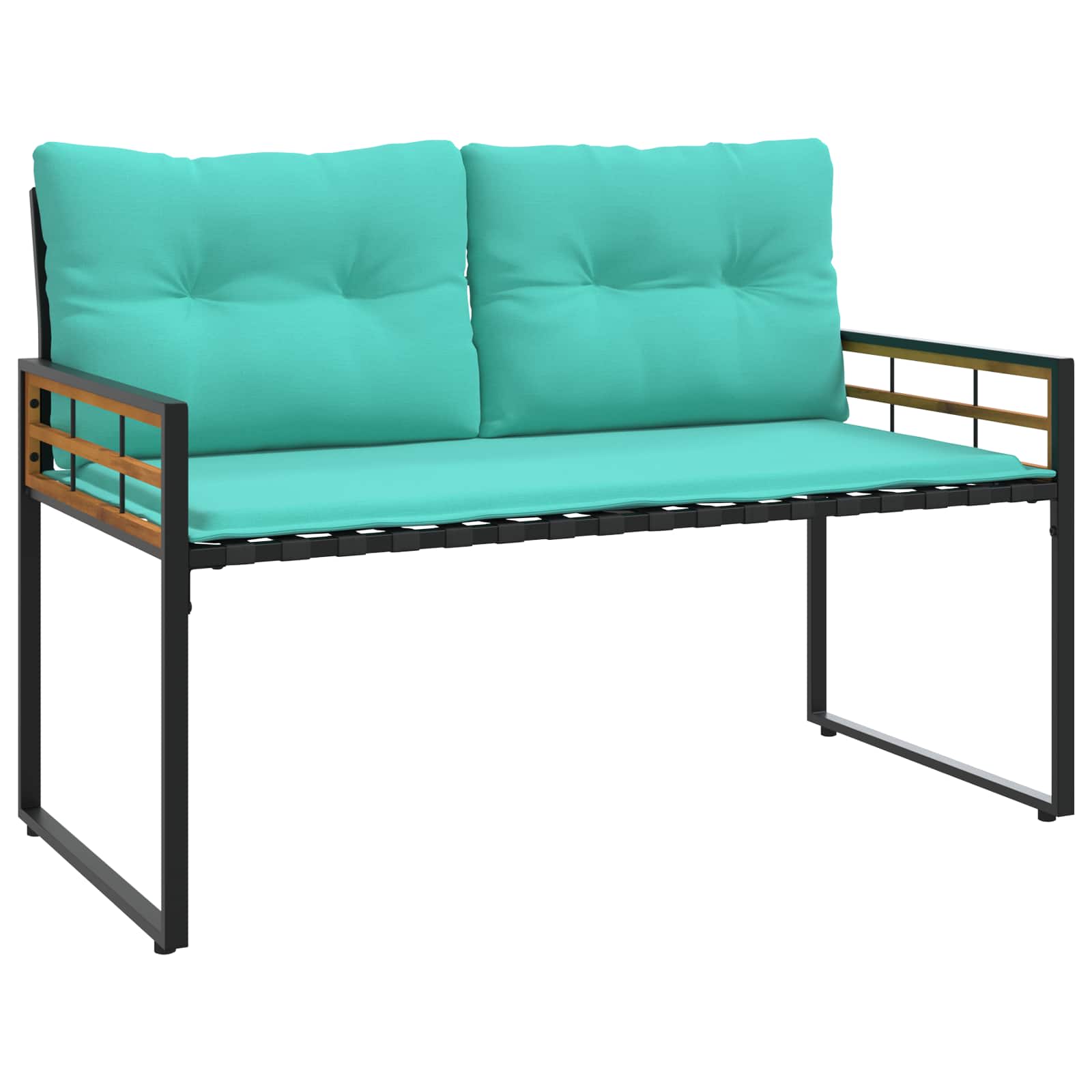 Houten Laag Bank met kussen Effen Turquoise 114 x 55 x 77 cm