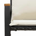Bank met kussen Zwart en Cream Wit 115 x 65 x 72 cm Rattan