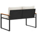 Bank met kussen Zwart en Cream Wit 115 x 65 x 72 cm Rattan