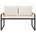 Bank met kussen Zwart en Cream Wit 115 x 65 x 72 cm Rattan