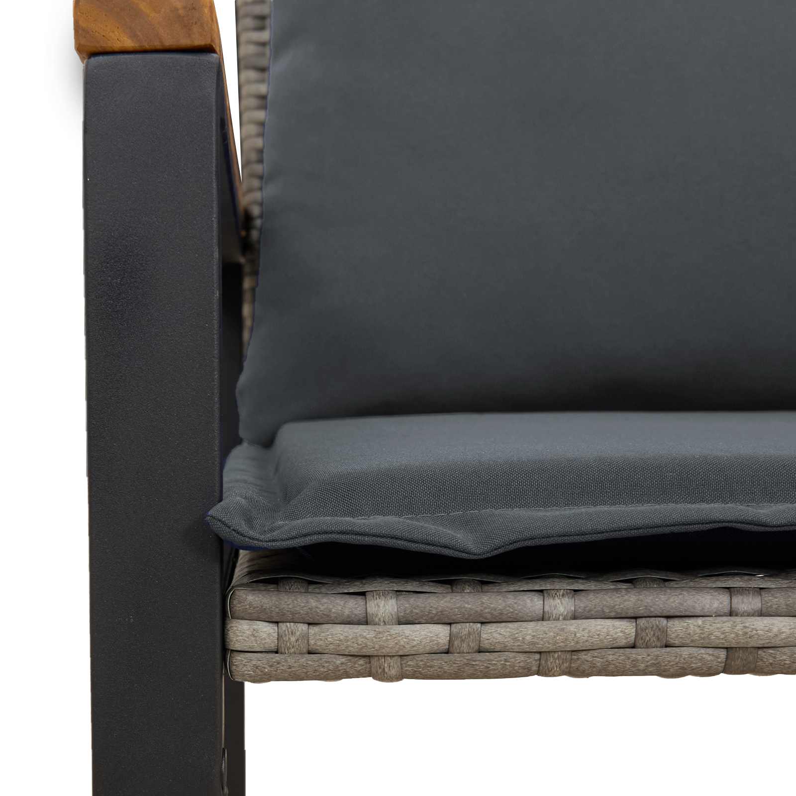 Bank met kussen Grijs en Donkergrijs 115 x 65 x 72 cm Rattan