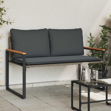 Bank met kussen Grijs en Donkergrijs 115 x 65 x 72 cm Rattan