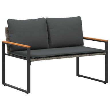 Bank met kussen Grijs en Donkergrijs 115 x 65 x 72 cm Rattan