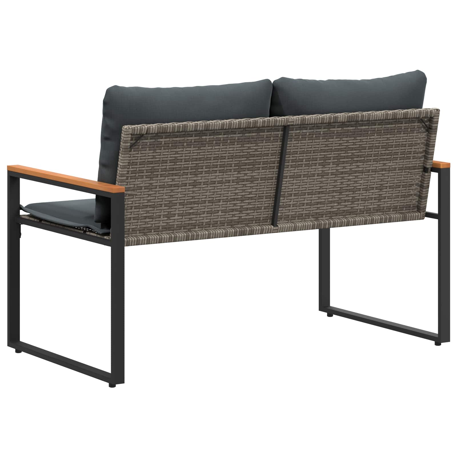 Bank met kussen Grijs en Donkergrijs 115 x 65 x 72 cm Rattan