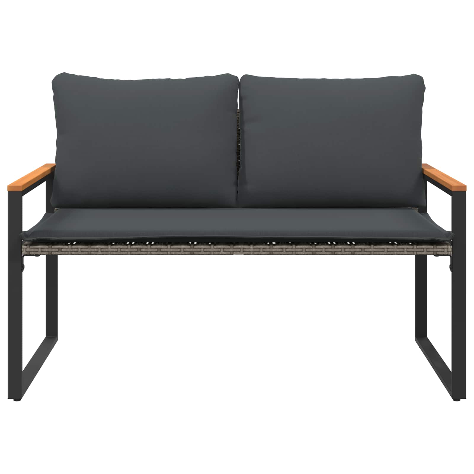 Bank met kussen Grijs en Donkergrijs 115 x 65 x 72 cm Rattan