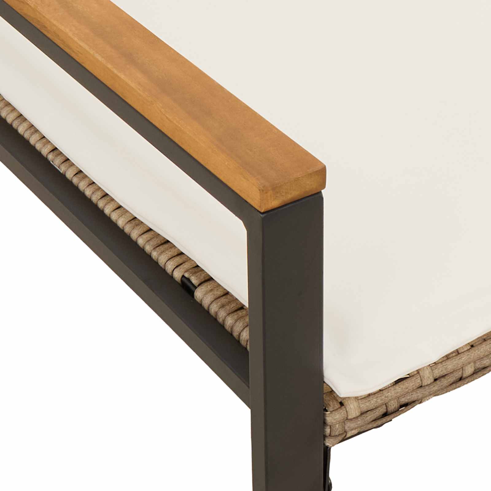 Bank met kussen Beige en Crème Wit 115 x 65 x 72 cm Rattan