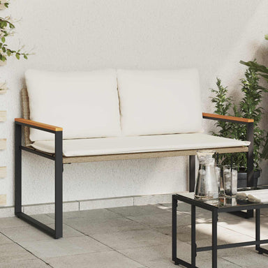 Bank met kussen Beige en Crème Wit 115 x 65 x 72 cm Rattan