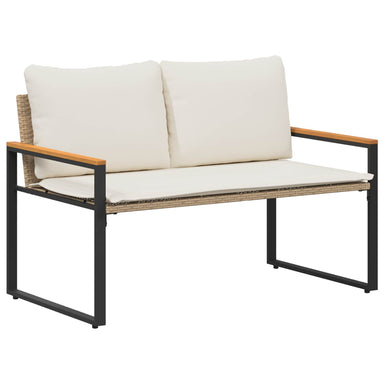 Bank met kussen Beige en Crème Wit 115 x 65 x 72 cm Rattan
