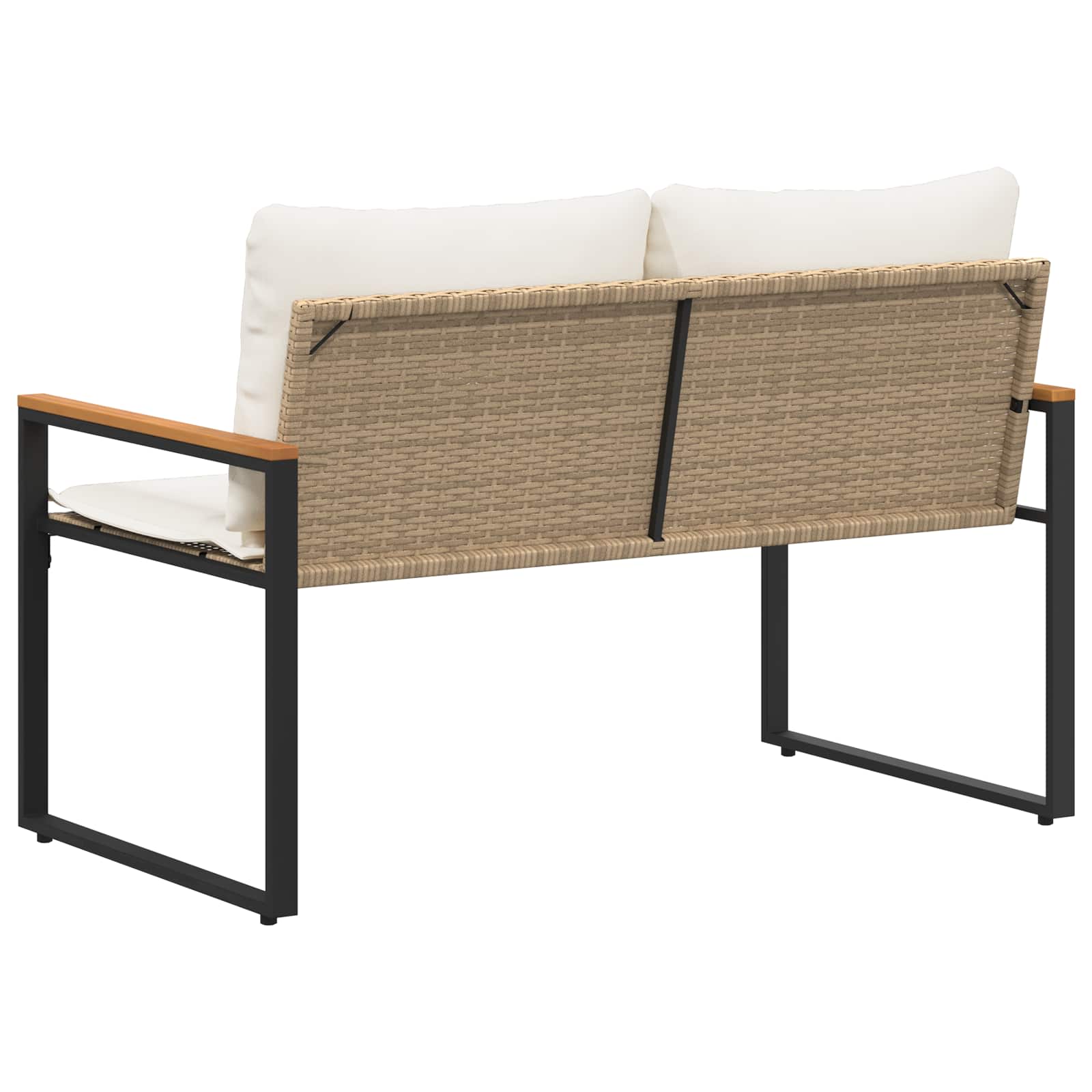 Bank met kussen Beige en Crème Wit 115 x 65 x 72 cm Rattan