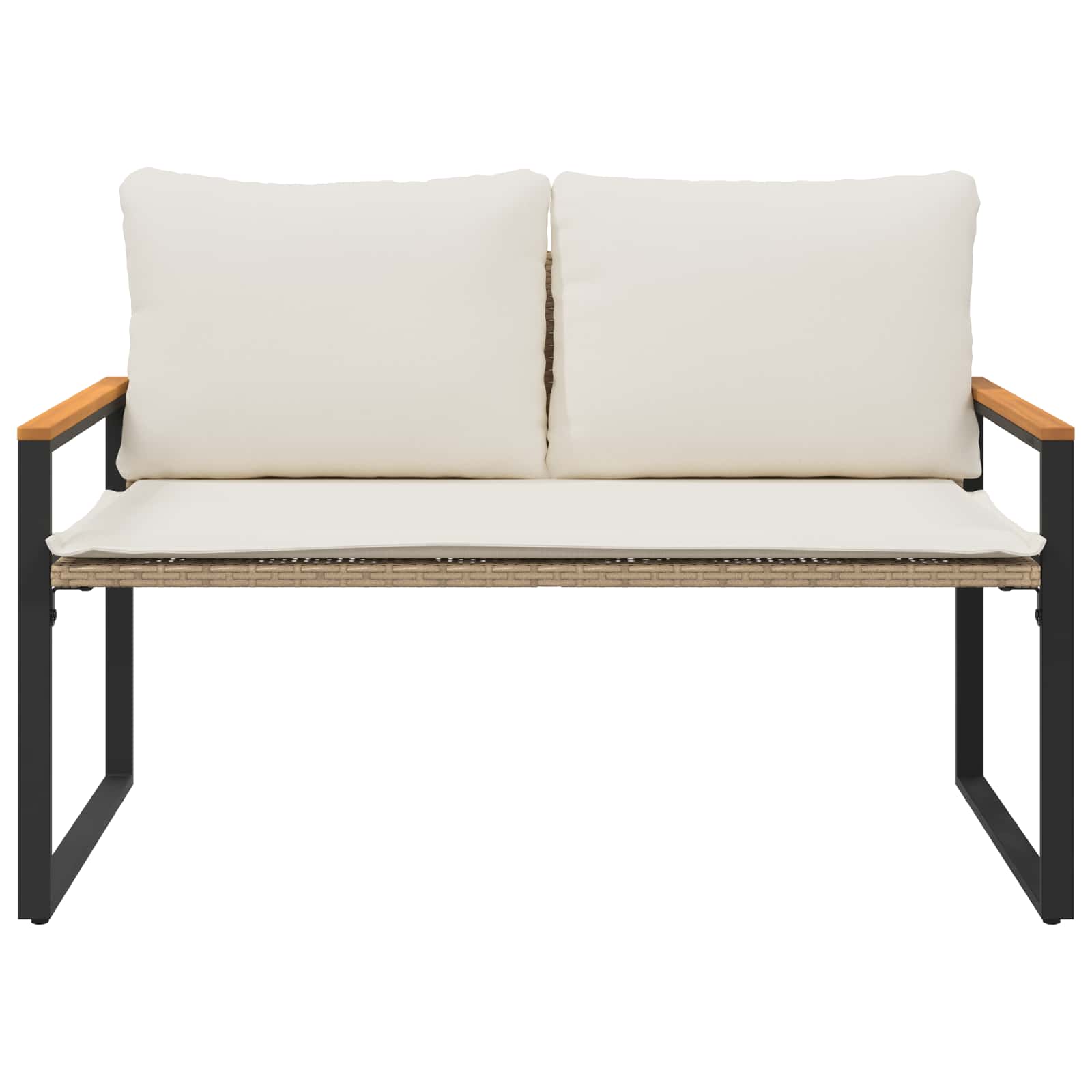 Bank met kussen Beige en Crème Wit 115 x 65 x 72 cm Rattan