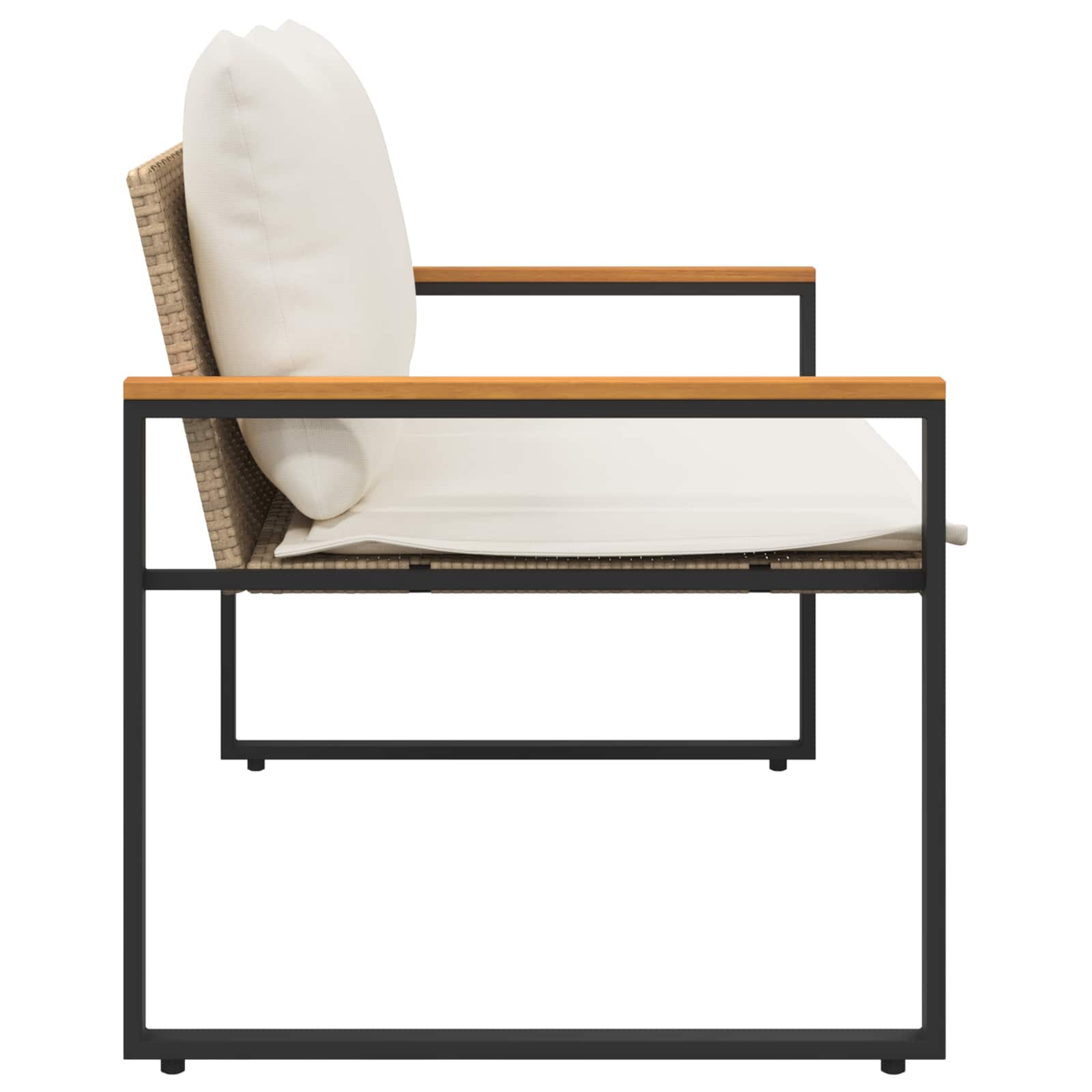 Bank met kussen Beige en Crème Wit 115 x 65 x 72 cm Rattan