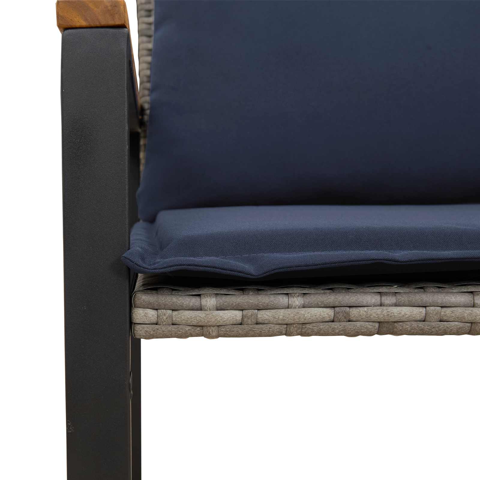 Bank met kussen Grijs en Marineblauw 115 x 65 x 72 cm Rattan