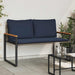 Bank met kussen Grijs en Marineblauw 115 x 65 x 72 cm Rattan