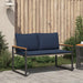 Bank met kussen Grijs en Marineblauw 115 x 65 x 72 cm Rattan