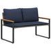 Bank met kussen Grijs en Marineblauw 115 x 65 x 72 cm Rattan
