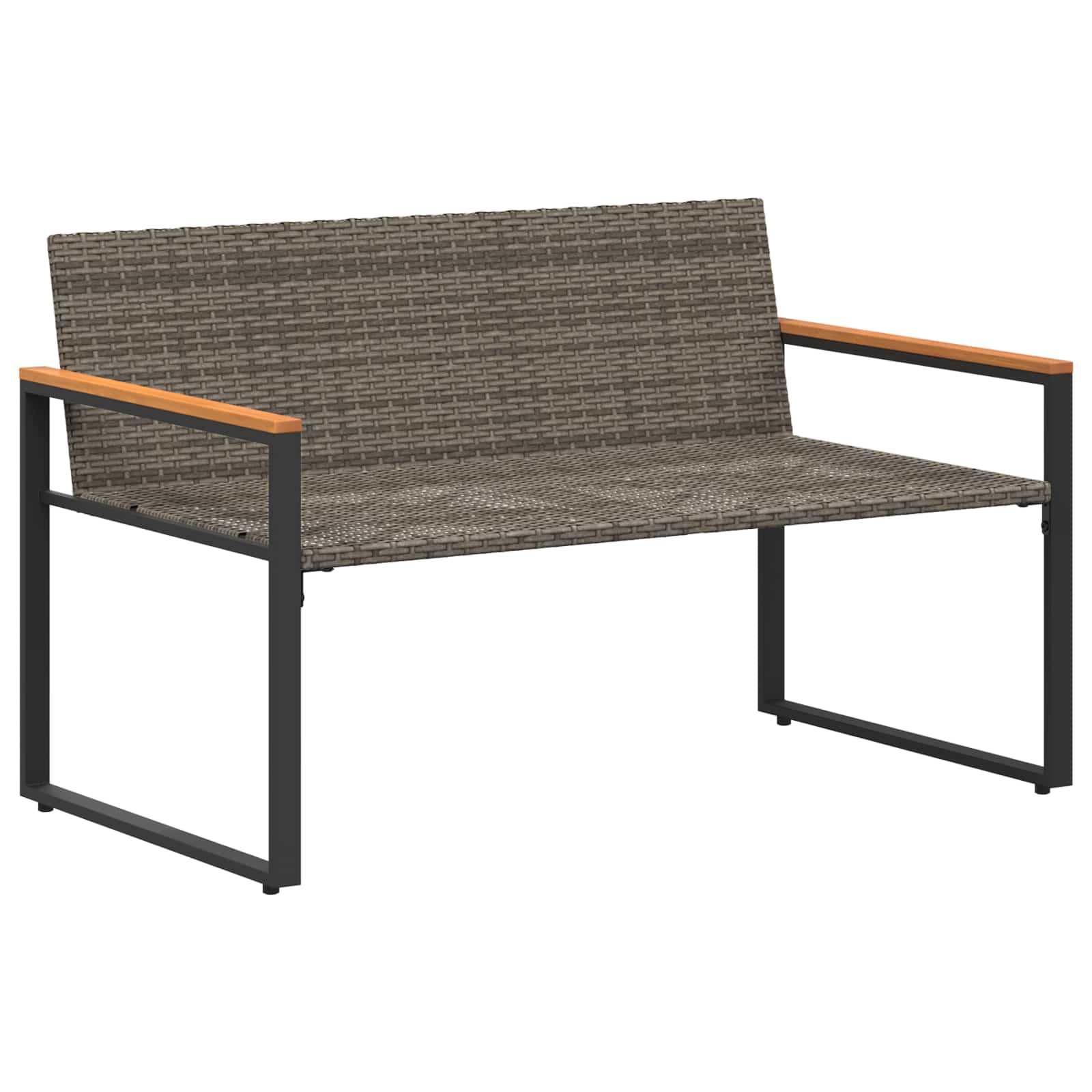 Bank met kussen Grijs en Marineblauw 115 x 65 x 72 cm Rattan