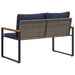 Bank met kussen Grijs en Marineblauw 115 x 65 x 72 cm Rattan