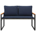 Bank met kussen Grijs en Marineblauw 115 x 65 x 72 cm Rattan