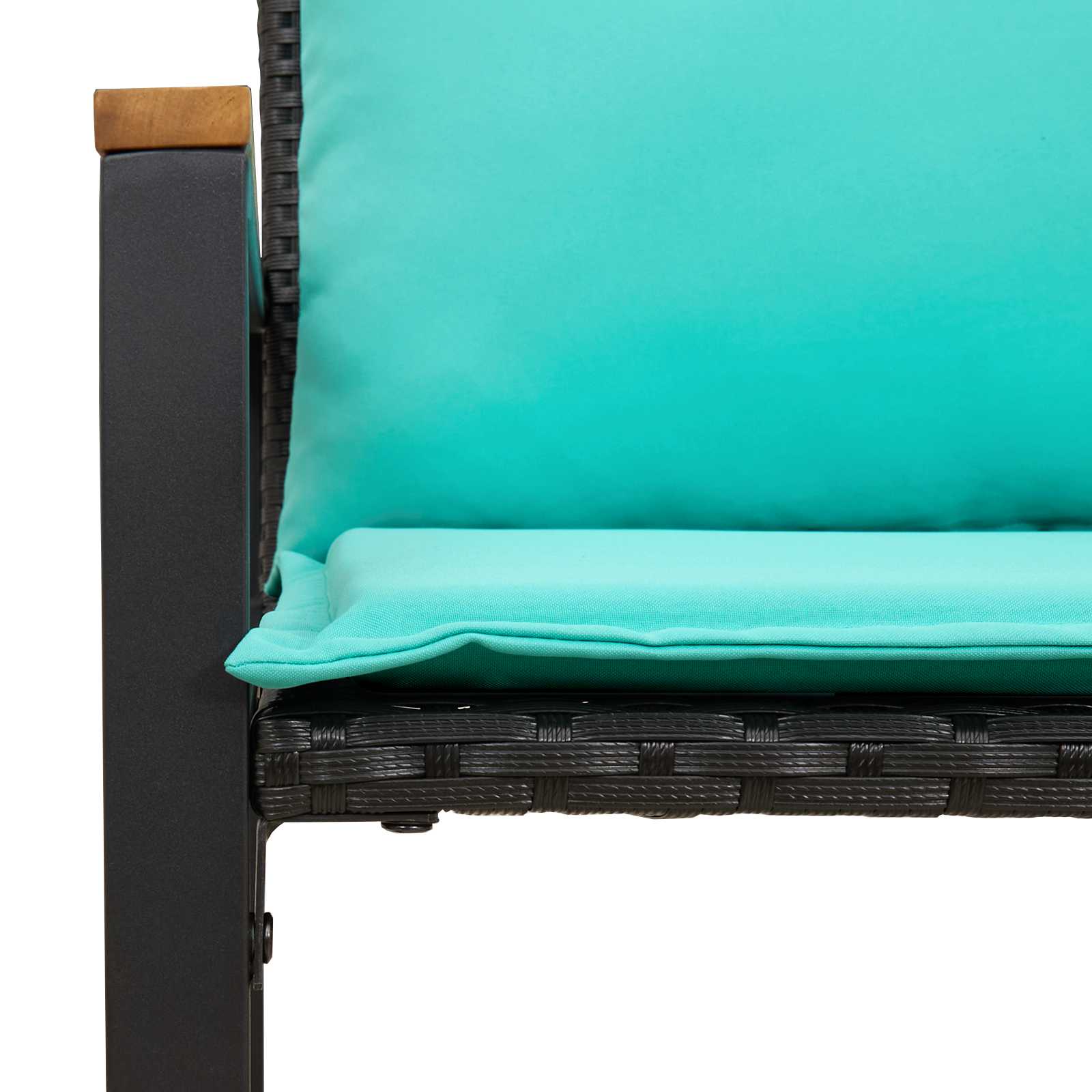 Bank met kussen Zwart en Turquoise 115 x 65 x 72 cm Rattan