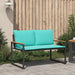 Bank met kussen Zwart en Turquoise 115 x 65 x 72 cm Rattan