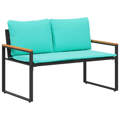 Bank met kussen Zwart en Turquoise 115 x 65 x 72 cm Rattan