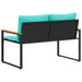 Bank met kussen Zwart en Turquoise 115 x 65 x 72 cm Rattan