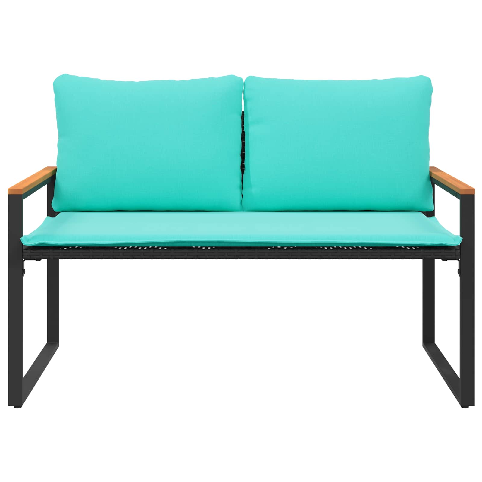 Bank met kussen Zwart en Turquoise 115 x 65 x 72 cm Rattan