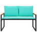 Bank met kussen Zwart en Turquoise 115 x 65 x 72 cm Rattan