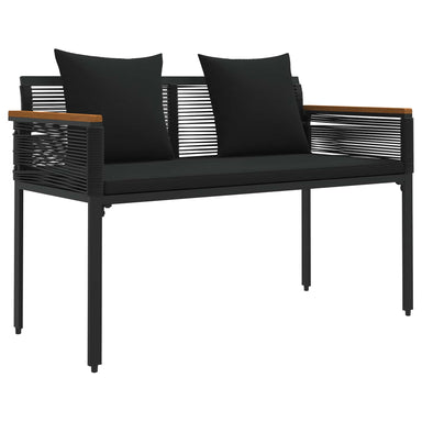 Tuinbank met kussen Zwart 117 x 54 x 74.5 cm poly rattan