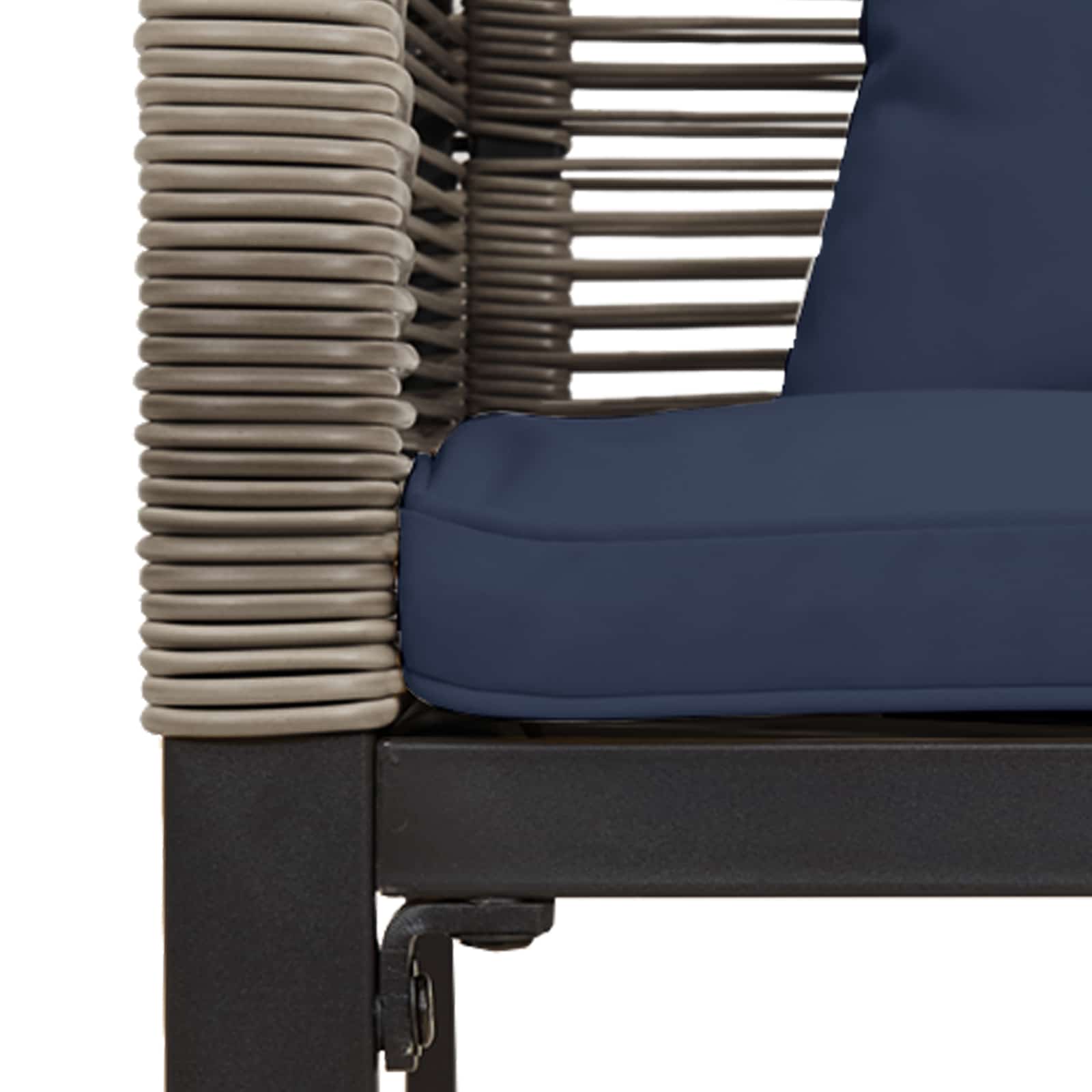Tuinbank Grijs en Marineblauw 117 x 54 x 74.5 cm poly rattan